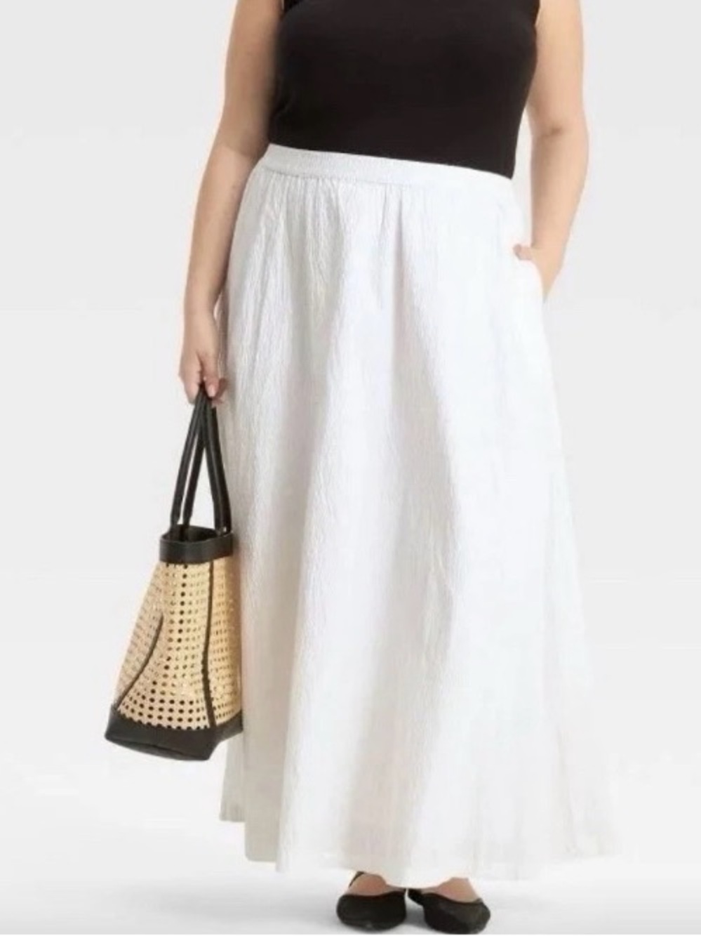 A New Day White‎ Maxi Textured Skirt Size 4X